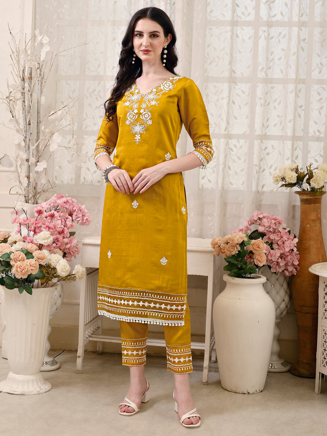 Pakistani Embroidered Kurta With Pant & Embroidered Dupatta Premium Luxury, Multicolor - Hiral Fashion