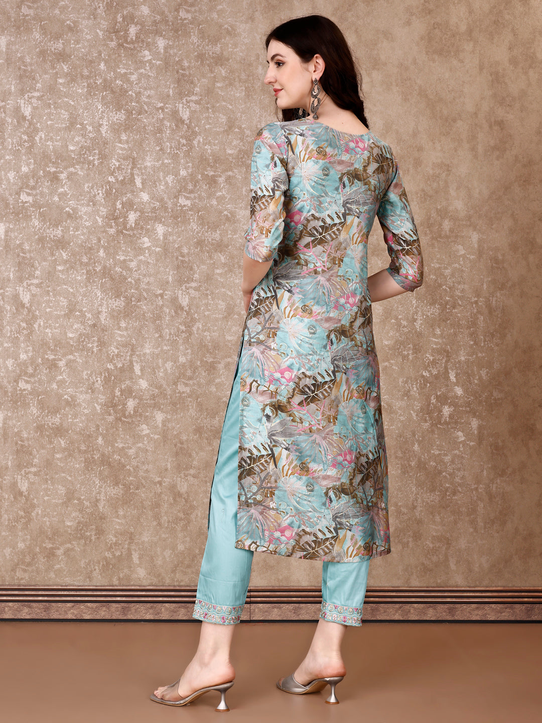 Embroidered & Floral Printed Kurta With Pant & Dupatta Premium Luxury, Multicolor - Hiral Fashion