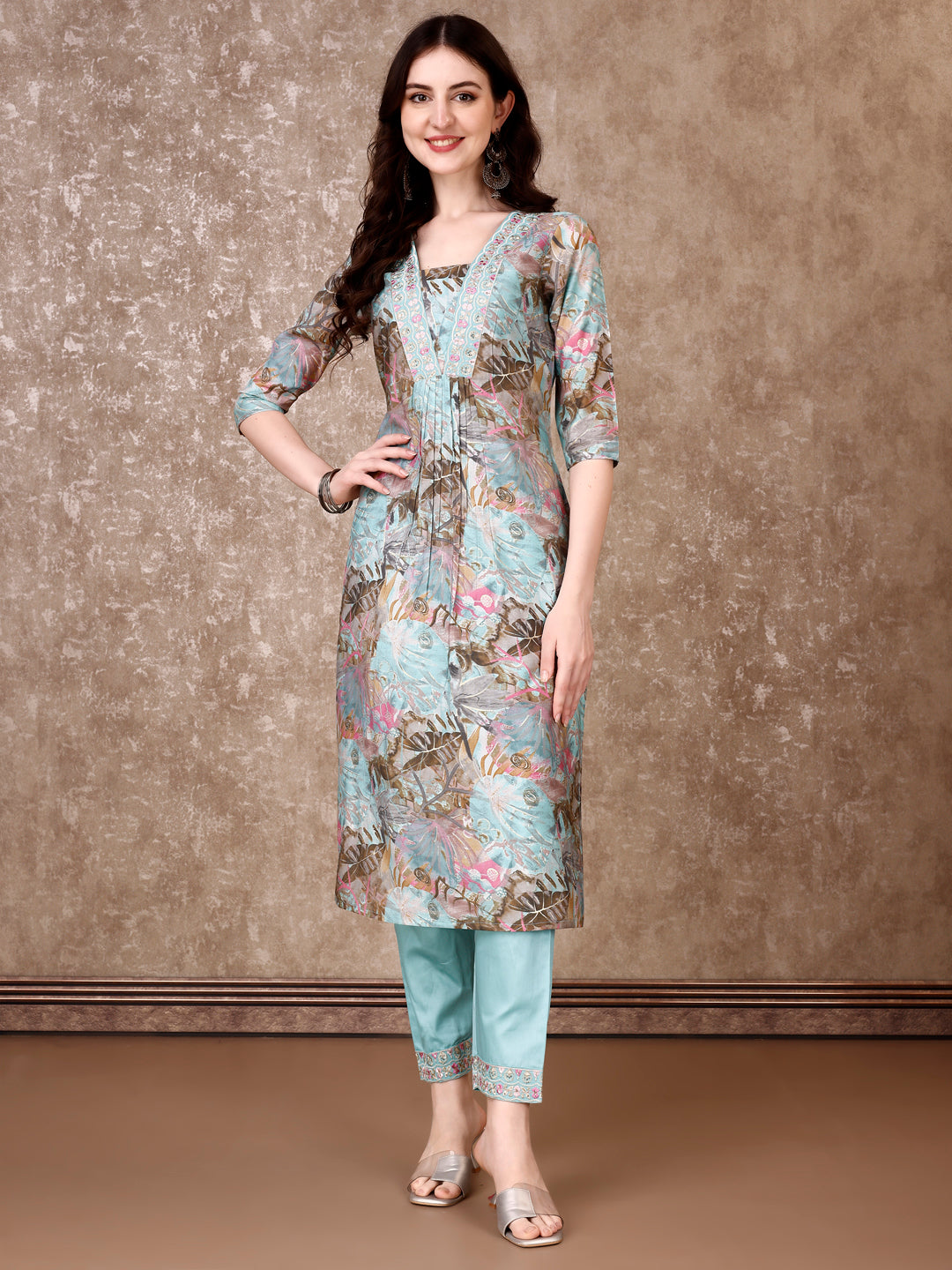Embroidered & Floral Printed Kurta With Pant & Dupatta Premium Luxury, Multicolor - Hiral Fashion