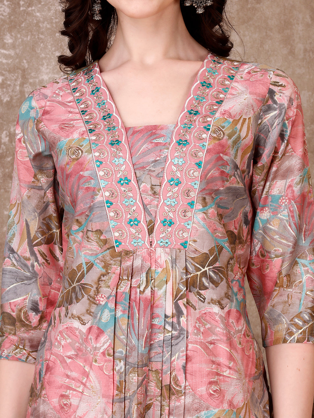 Embroidered & Floral Printed Kurta With Pant & Dupatta Premium Luxury, Multicolor - Hiral Fashion