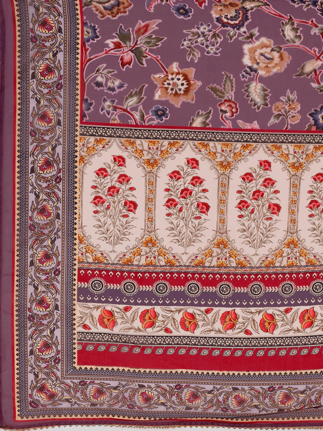 Hand Embroidered & Brasso Kurta With Pant & Organza Printed Dupatta, Purple - Hiral Fashion