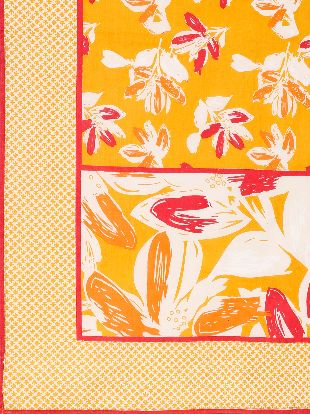 Floral Printed Cotton Kurta With Pant & Dupatta, Yellow - Hiral Fashion