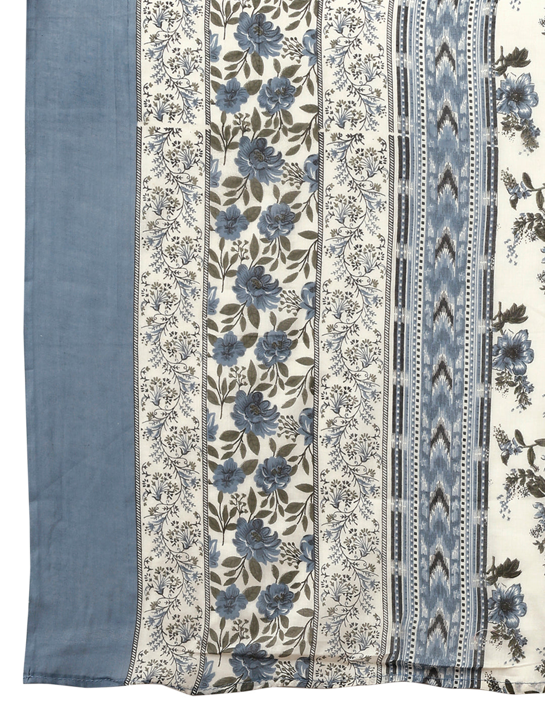 Floral Printed Anarkali Kurta With Pant & Dupatta Luxury Premium, Navy Blue - Hiral Fashion