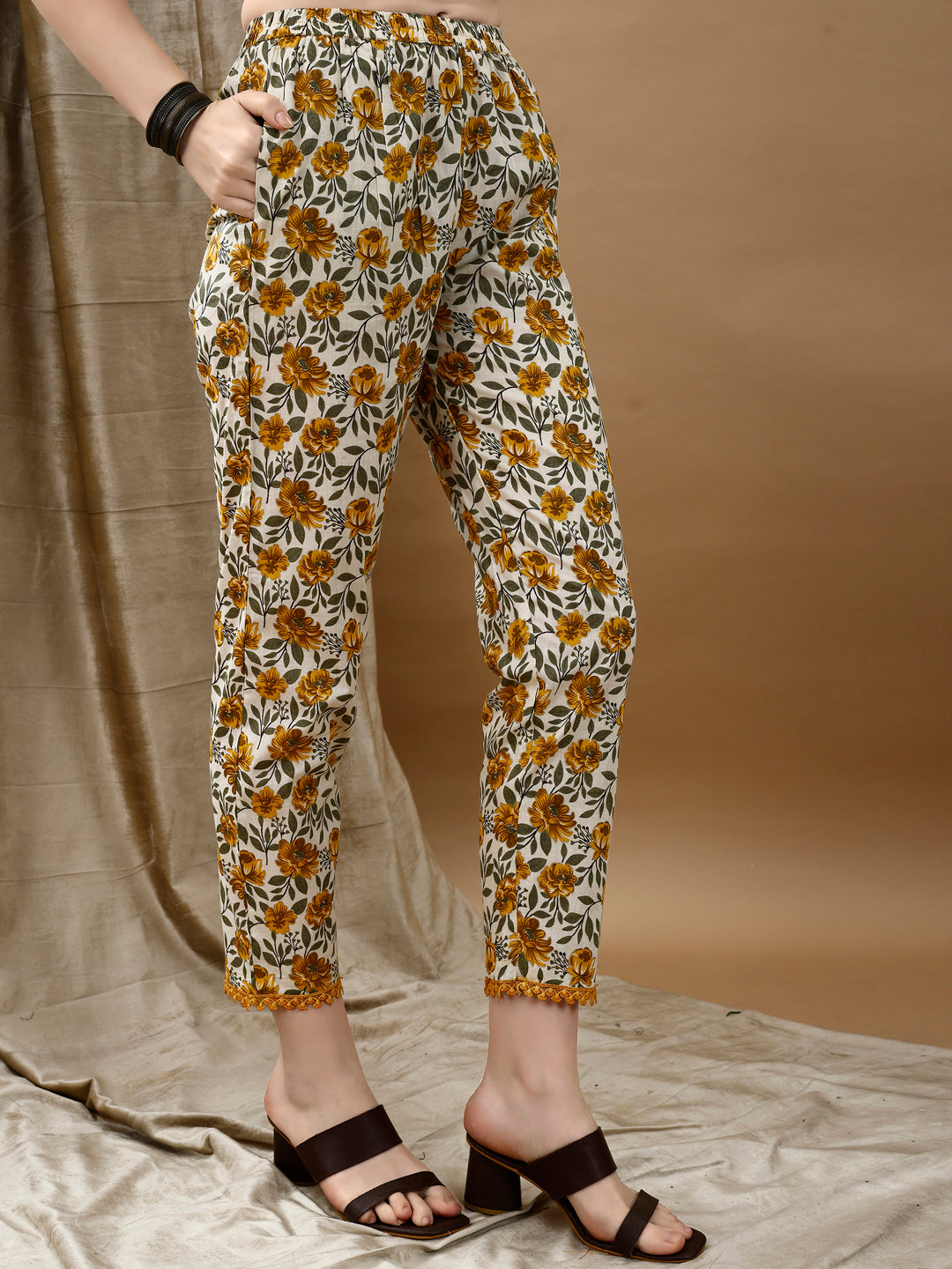 Floral Printed Anarkali Kurta With Pant & Dupatta Luxury Premium, Multicolor - Hiral Fashion
