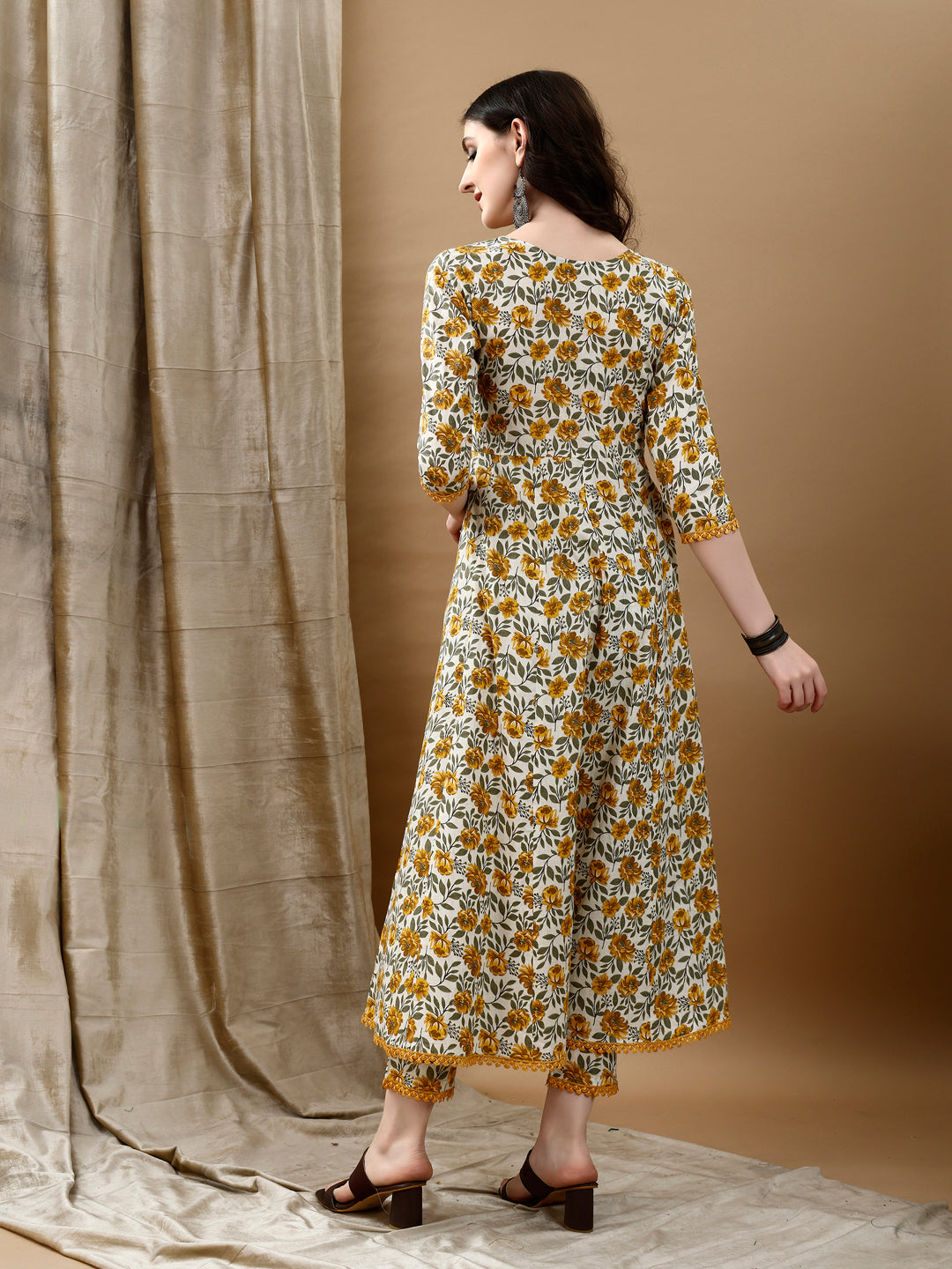 Floral Printed Anarkali Kurta With Pant & Dupatta Luxury Premium, Multicolor - Hiral Fashion
