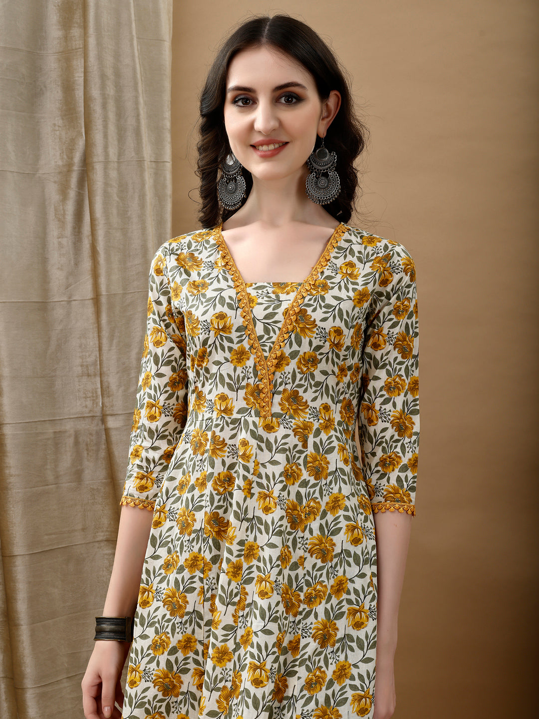 Floral Printed Anarkali Kurta With Pant & Dupatta Luxury Premium, Multicolor - Hiral Fashion