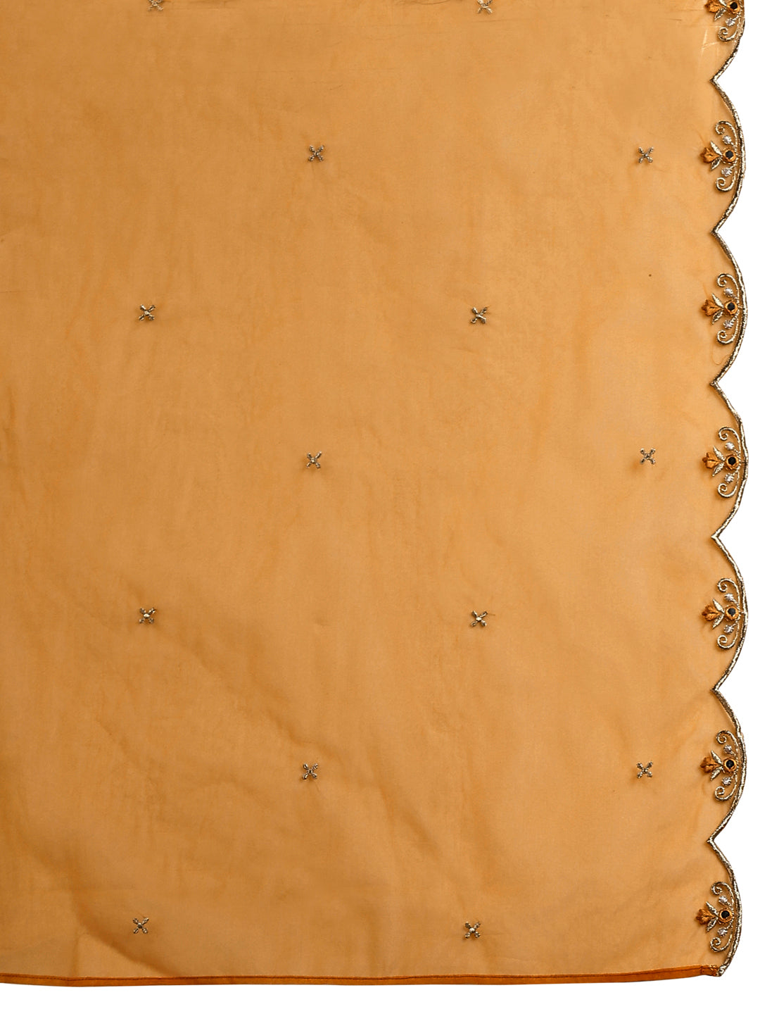 Embroidered & Bandhani Printed Flared Kurta With Pant & Printed Dupatta, Mustard - Hiral Fashion