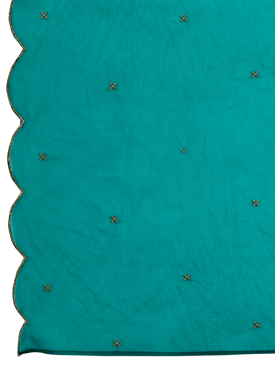Embroidered & Bandhani Printed Flared Kurta With Pant & Printed Dupatta, Green - Hiral Fashion