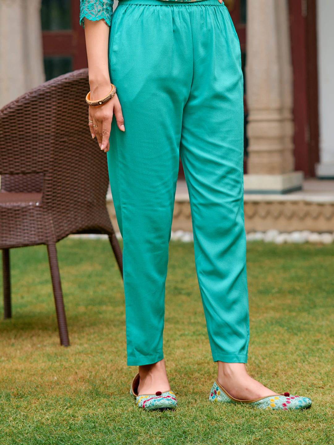 Embroidered & Floral Printed Kurta With Pant & Dupatta, Blue - Hiral Fashion