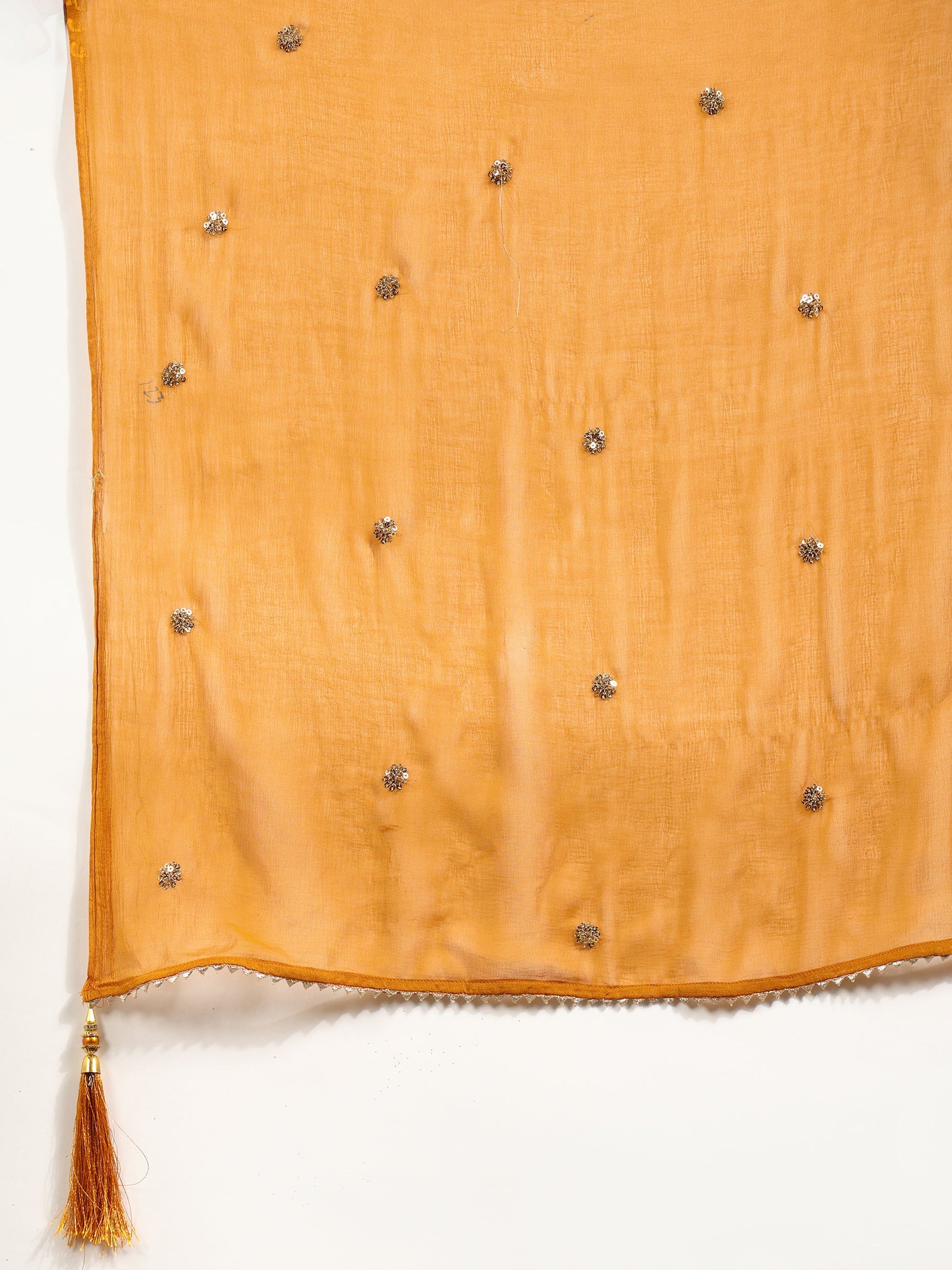 Nyra Cut Embroidered & Floral Printed Kurta With Pant & Embroidered Dupatta, Mustard - Hiral Fashion