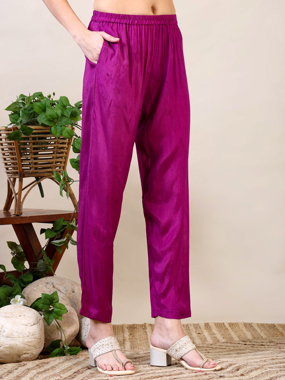 Leheriya Printed & Applique Embroidered Kurta With Pant & Dupatta, Pink - Hiral Fashion
