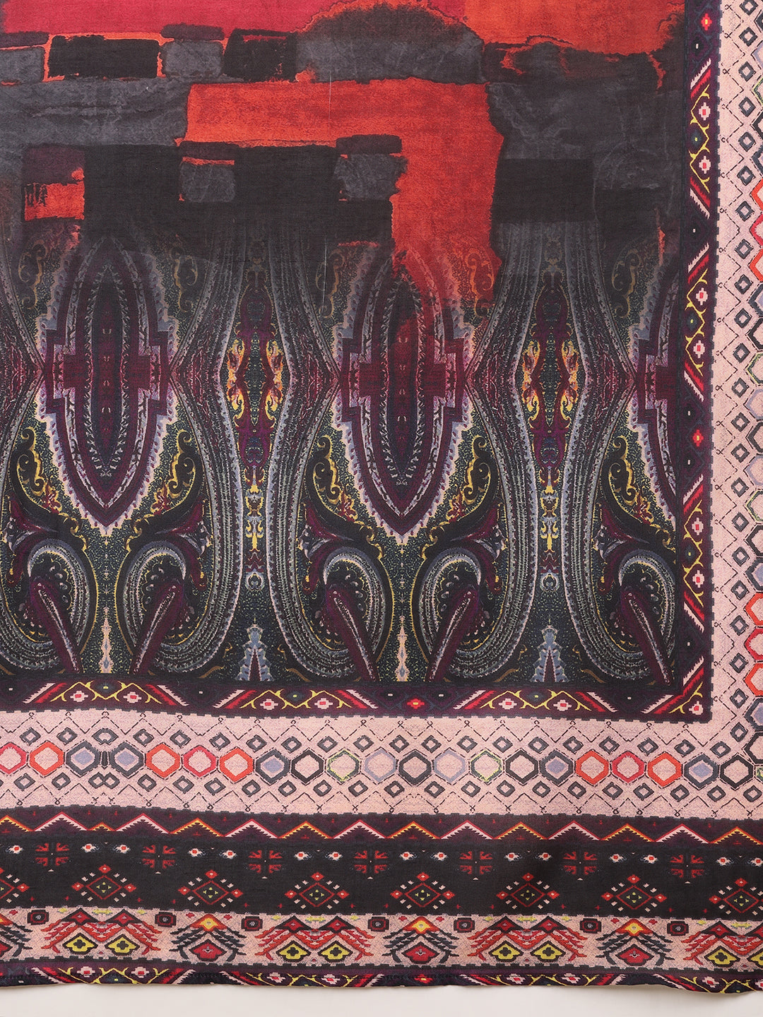 Hand Embroidered & Printed Kurta With Pant & Dupatta, Black - Hiral Fashion