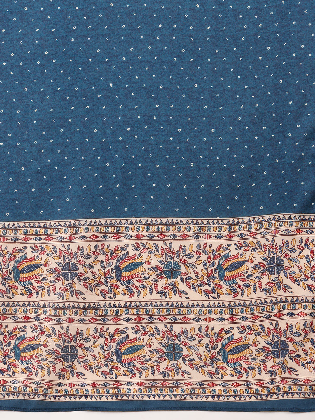 Hand Embroidered & Printed Kurta With Pant & Dupatta, Teal - Hiral Fashion