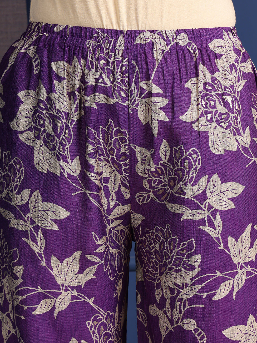Embroidered & Printed Kurta With Palazzo & Dupatta, Purple - Hiral Fashion