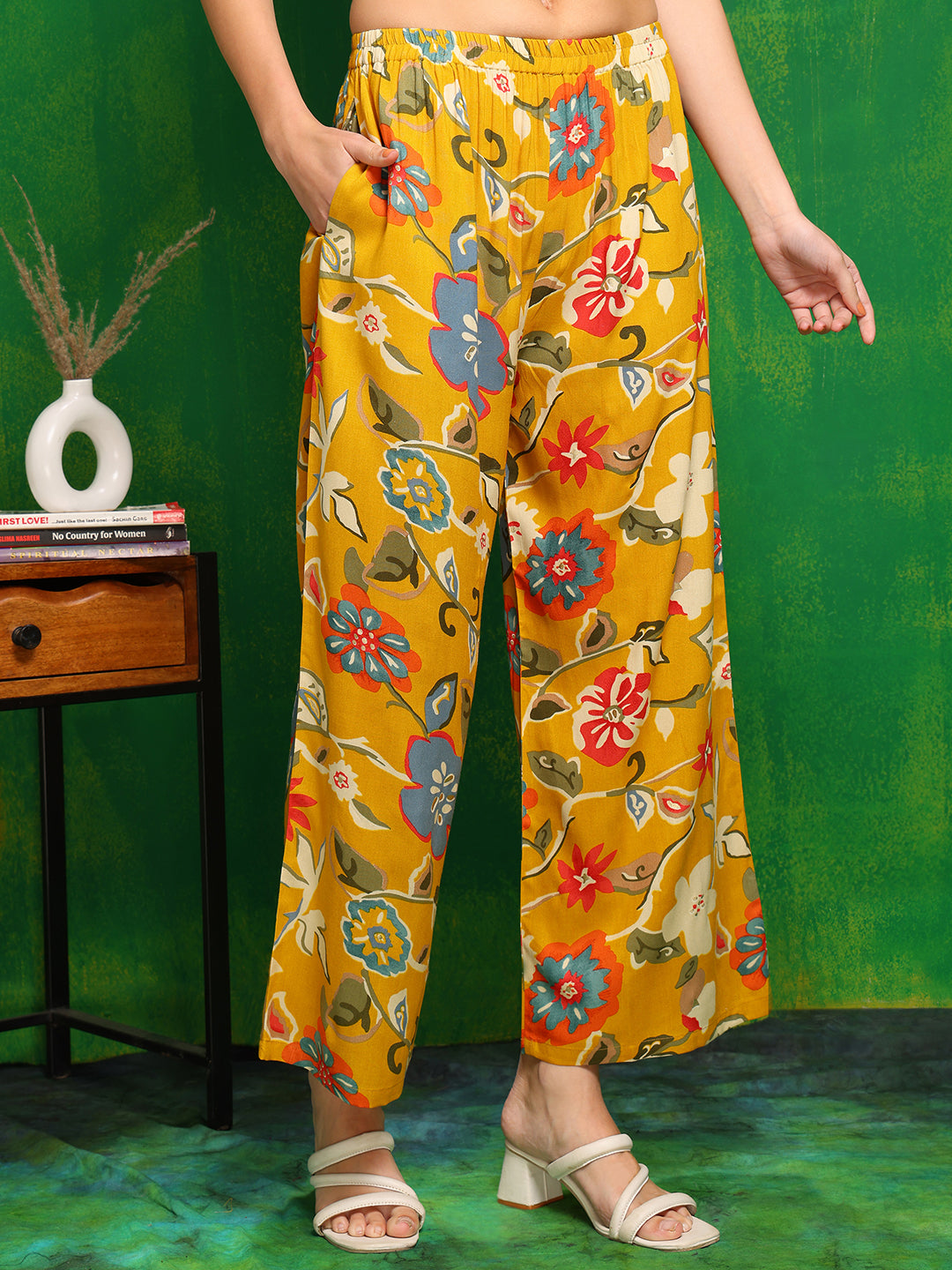 Botanical Printed Co Ords Set, Yellow - Hiral Fashion