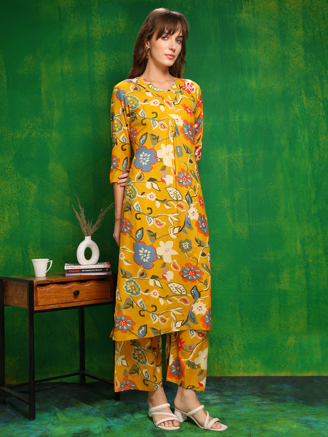 Botanical Printed Co Ords Set, Yellow - Hiral Fashion