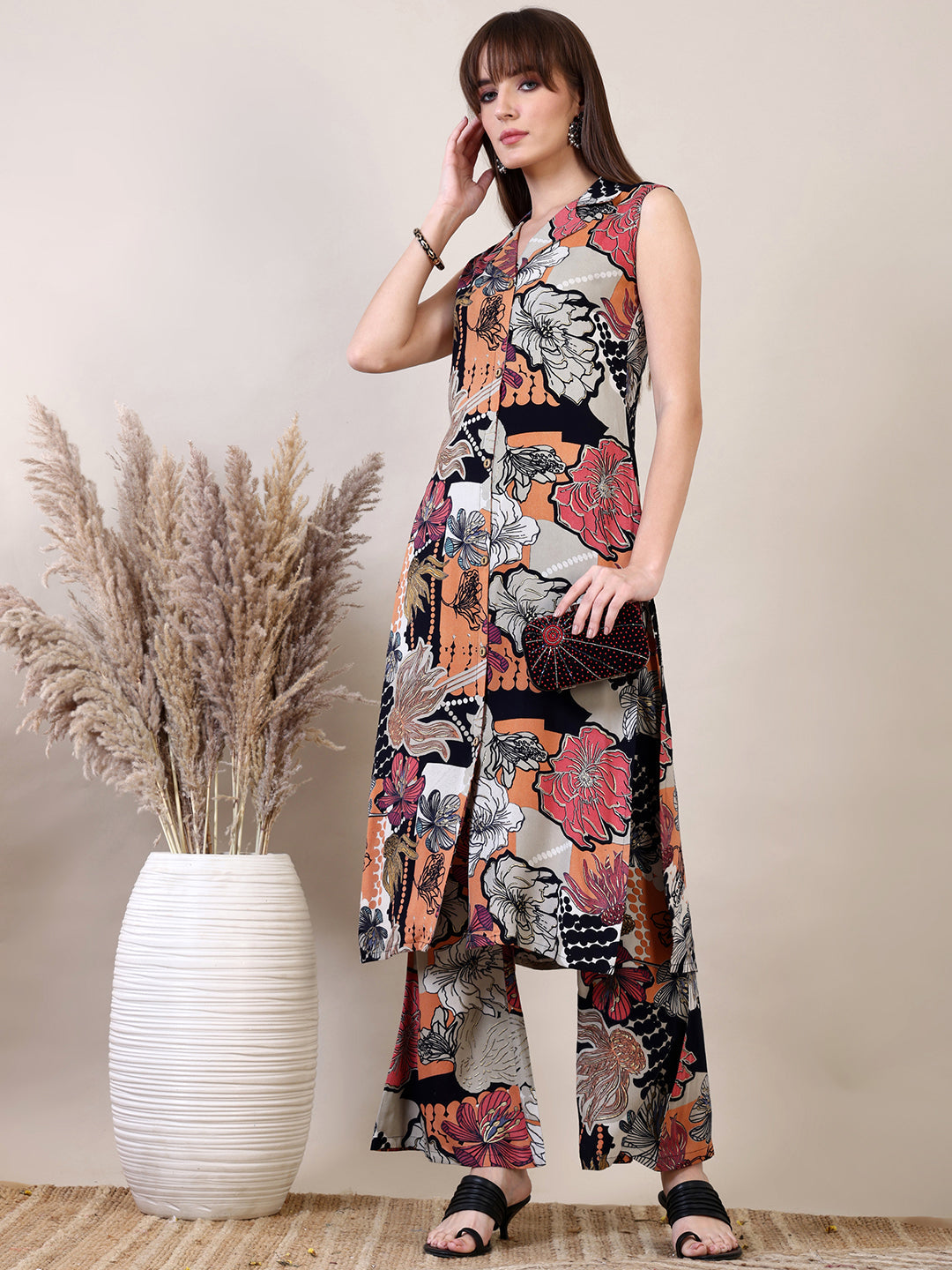 Floral Printed Co-Ords Set, Black - Hiral Fashion