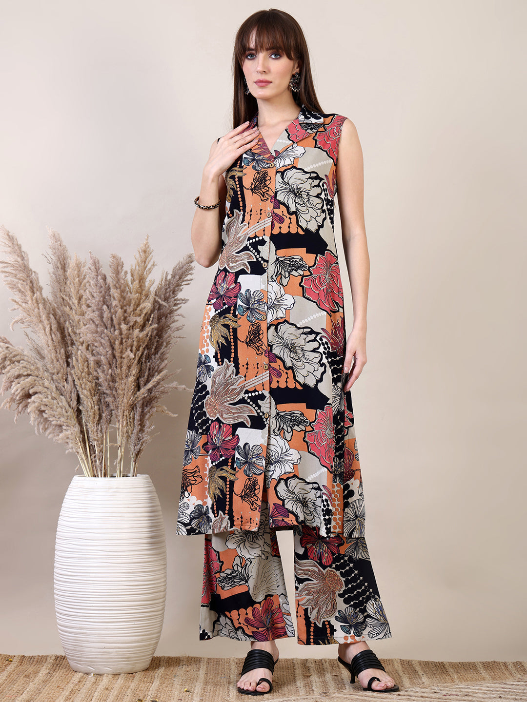 Floral Printed Co-Ords Set, Black - Hiral Fashion