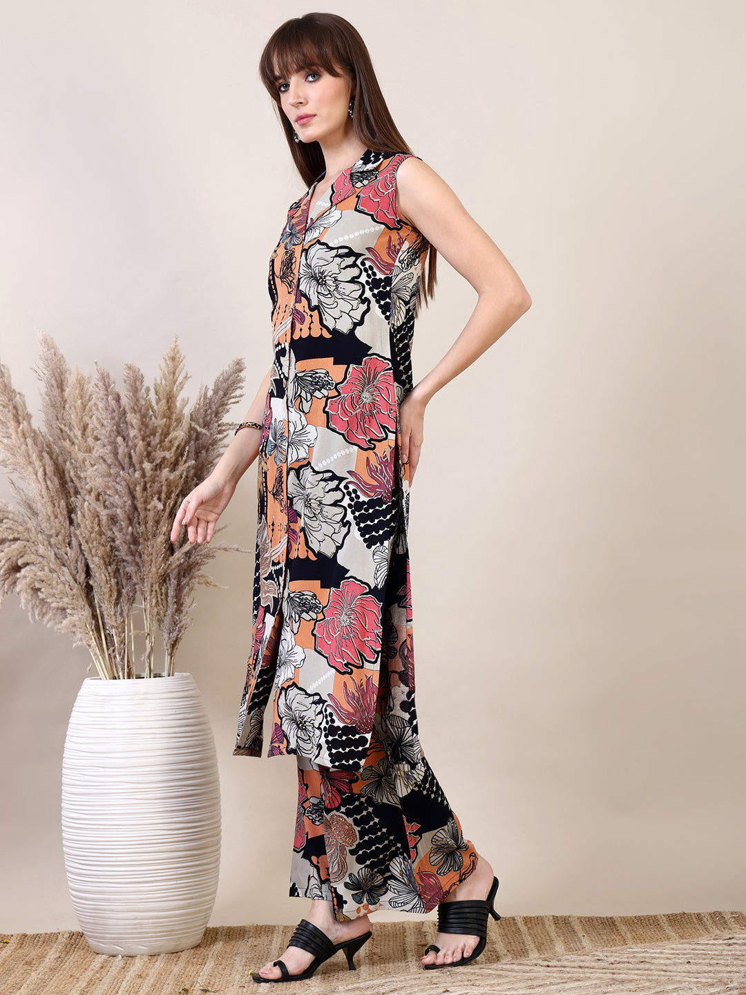 Floral Printed Co-Ords Set, Black - Hiral Fashion