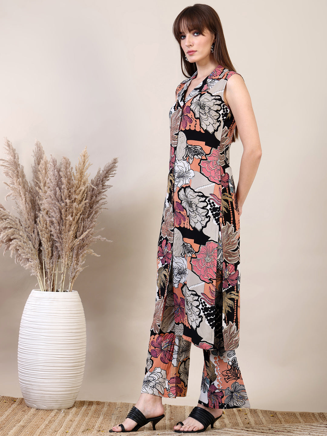 Floral Printed Co-Ords Set, Navy Blue - Hiral Fashion