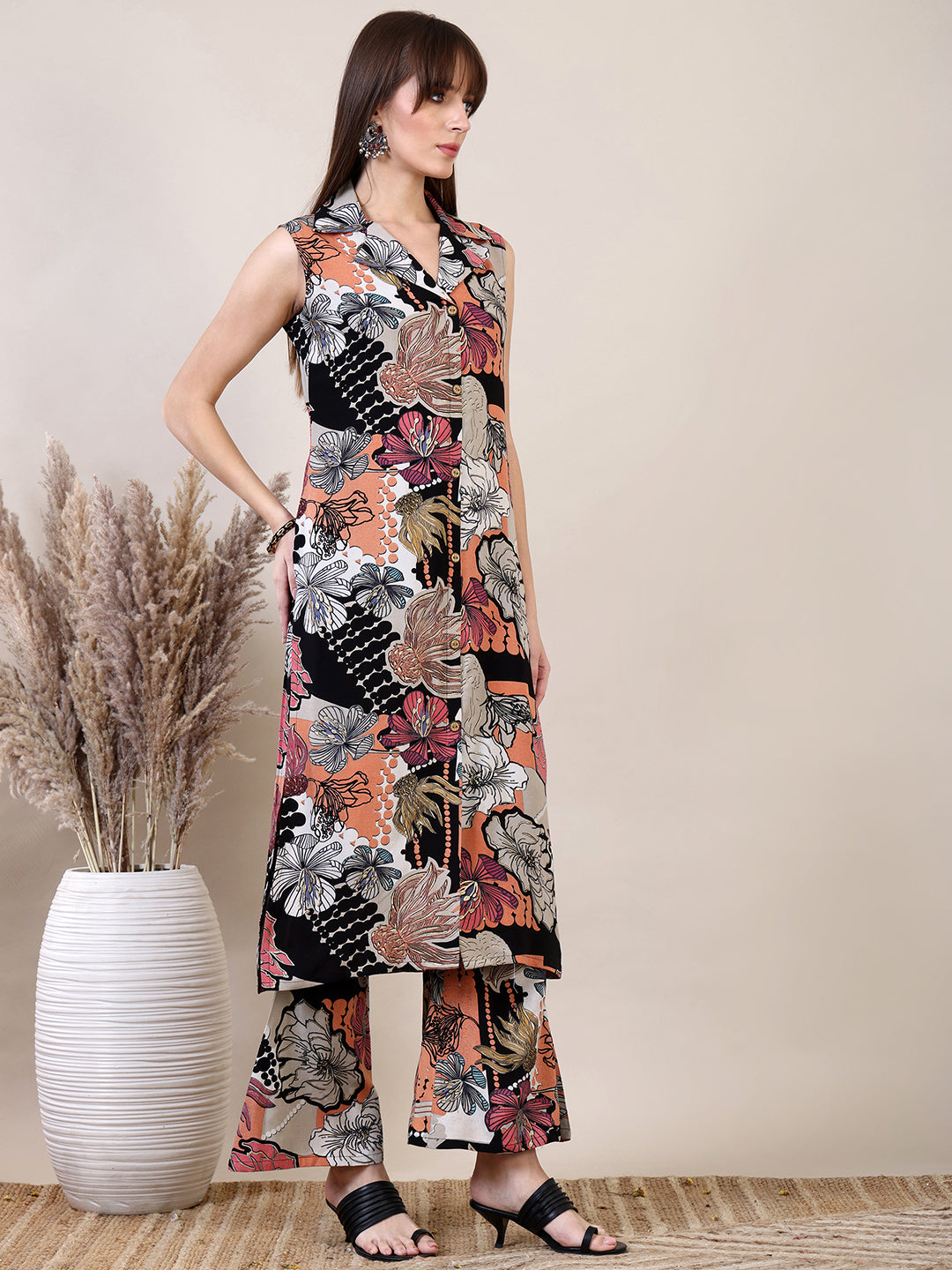 Floral Printed Co-Ords Set, Navy Blue - Hiral Fashion