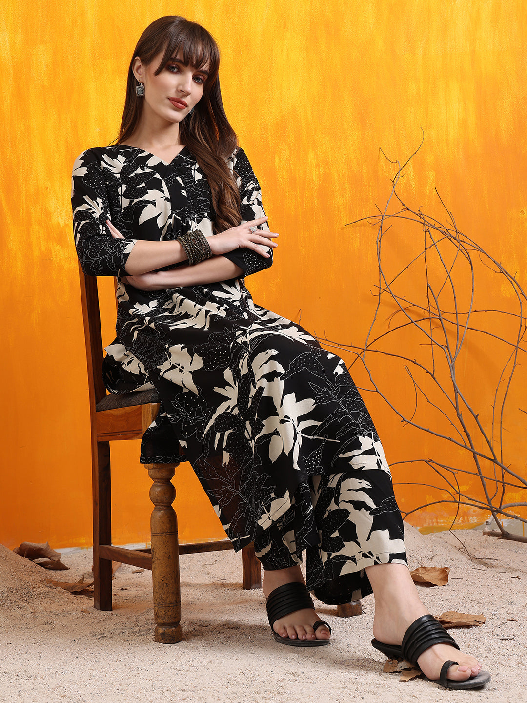 Floral Printed Co-Ords, Black - Hiral Fashion