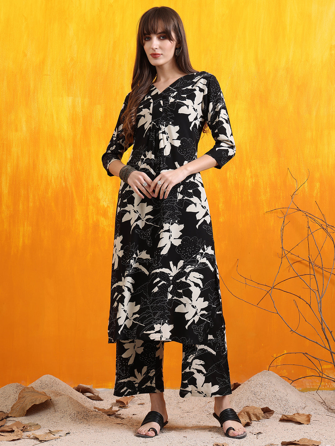Floral Printed Co-Ords, Black - Hiral Fashion