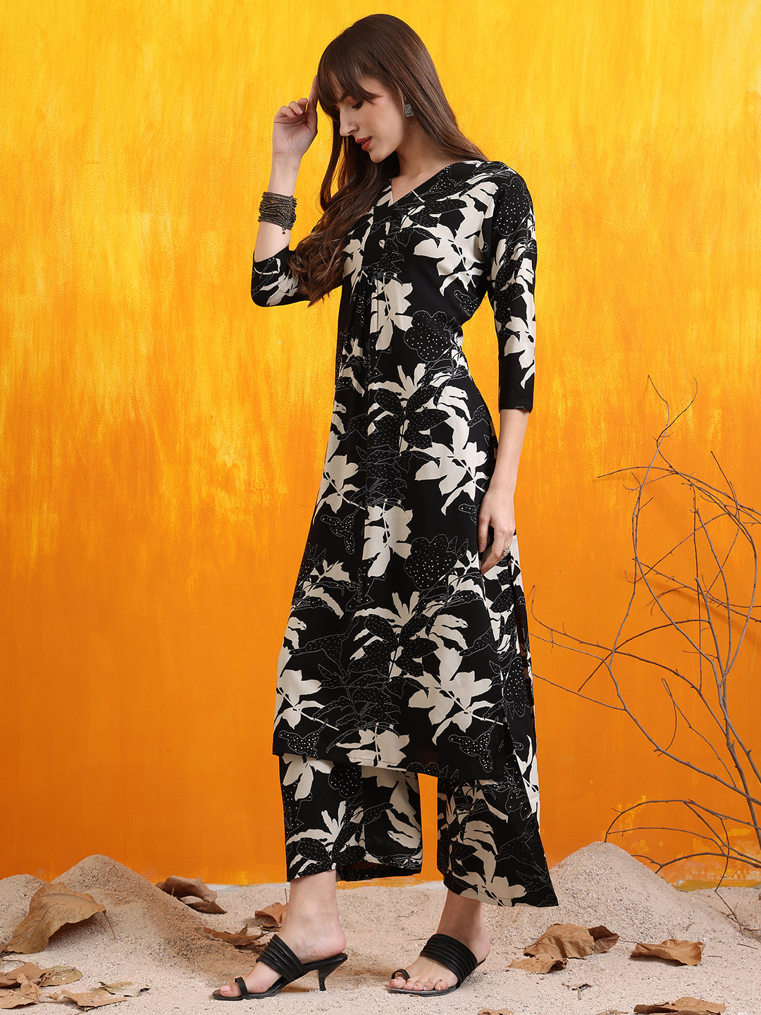 Floral Printed Co-Ords, Black - Hiral Fashion