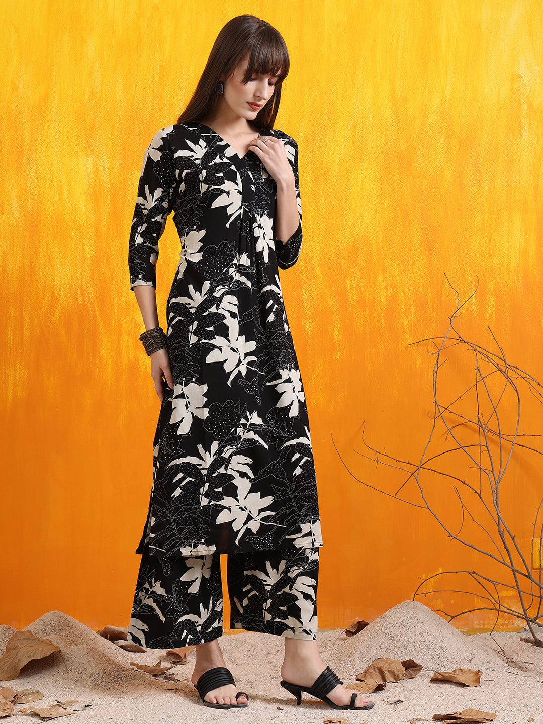 Floral Printed Co-Ords, Black - Hiral Fashion