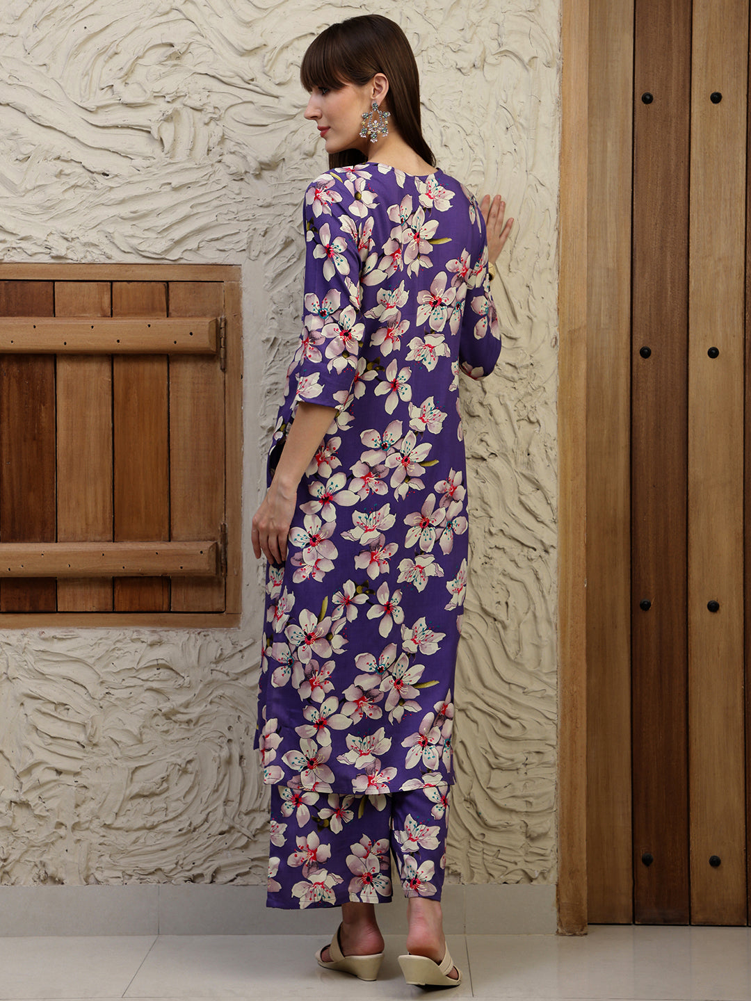 Floral Printed Co-Ords, Purple - Hiral Fashion