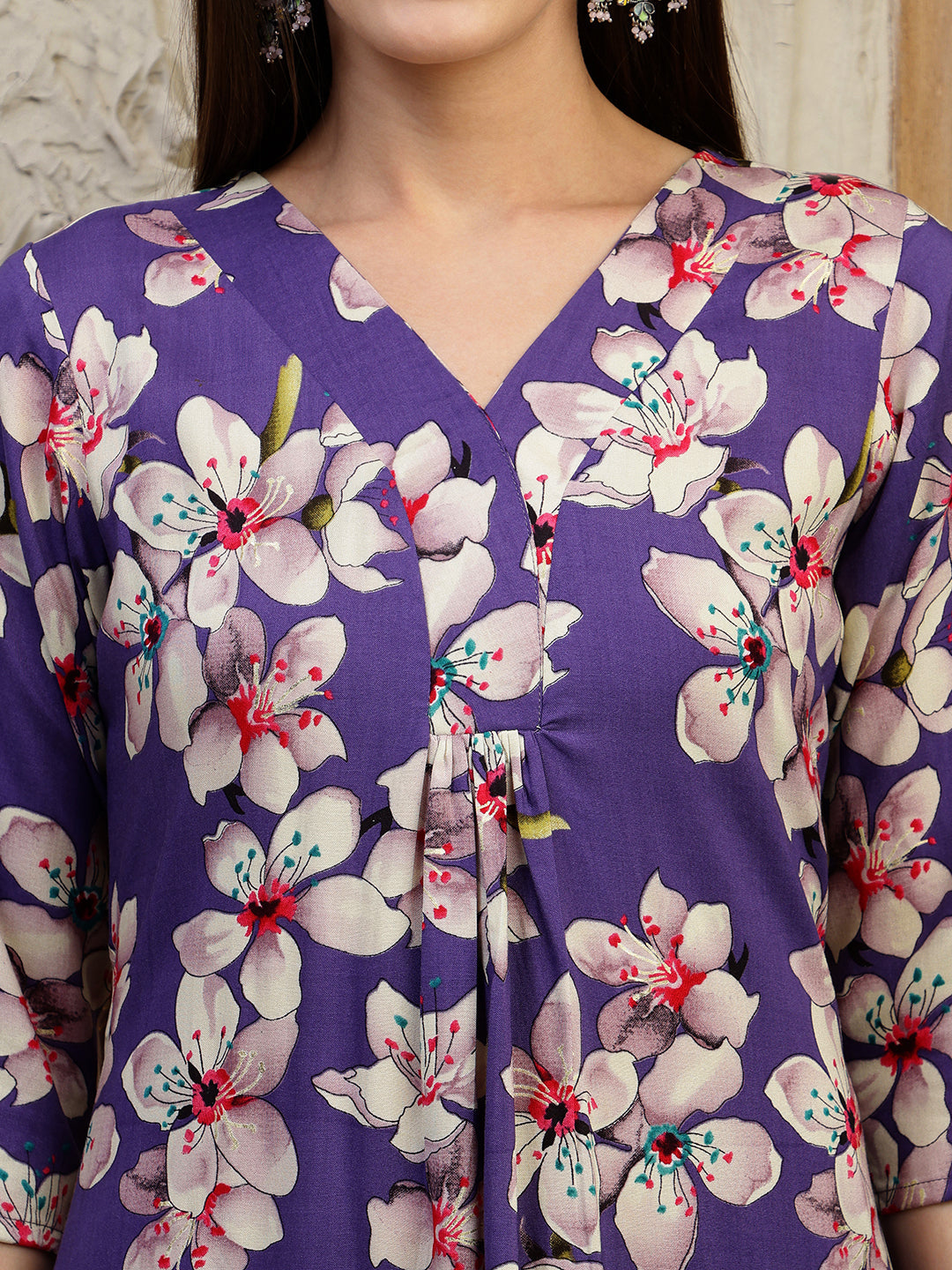 Floral Printed Co-Ords, Purple - Hiral Fashion