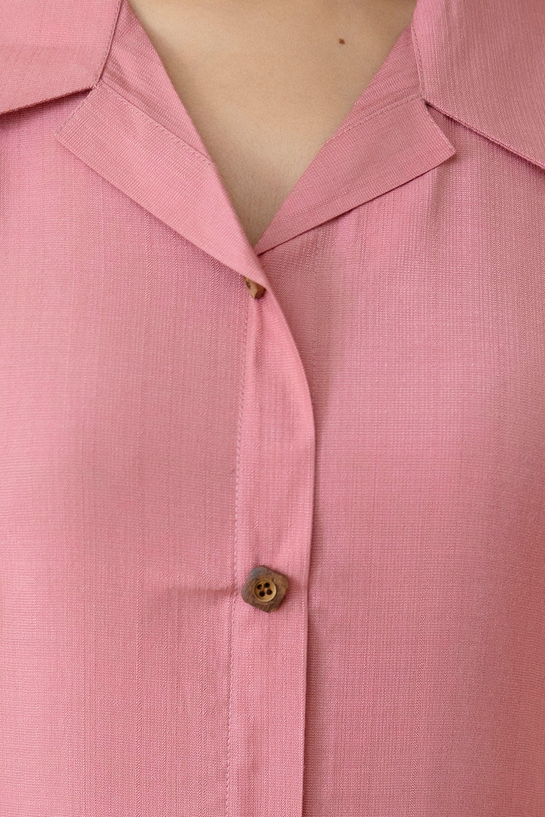 Shirt Style Kurta With Palazzo, Pink - Hiral Fashion