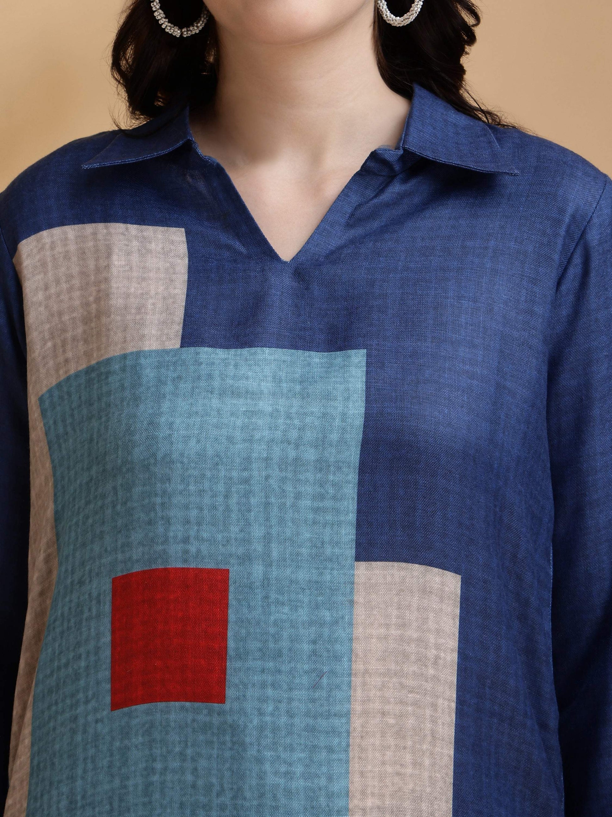 Colour Blocked Co-Ords, Blue - Hiral Fashion