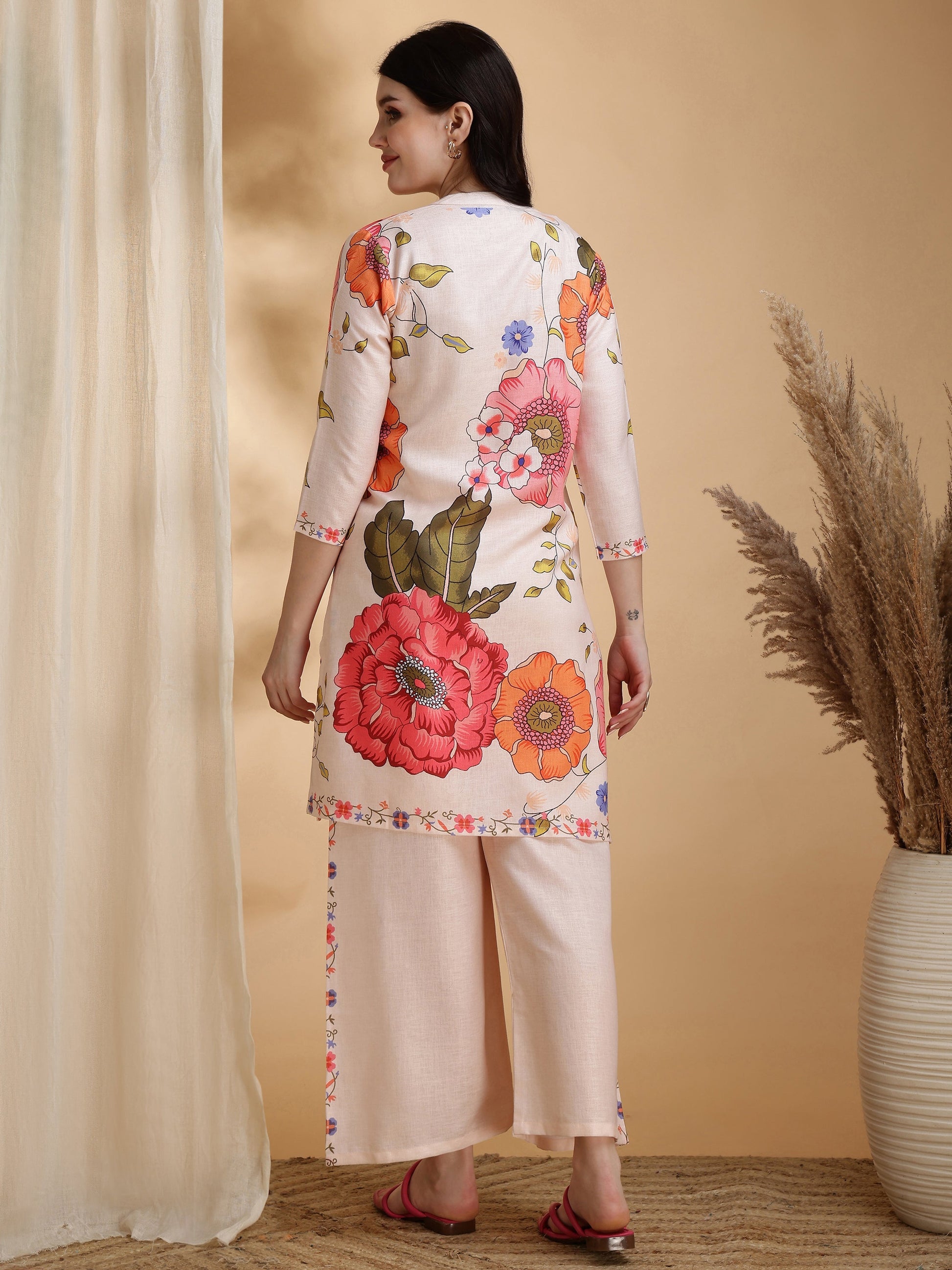 Floral Prints Co-Ords, Beige - Hiral Fashion
