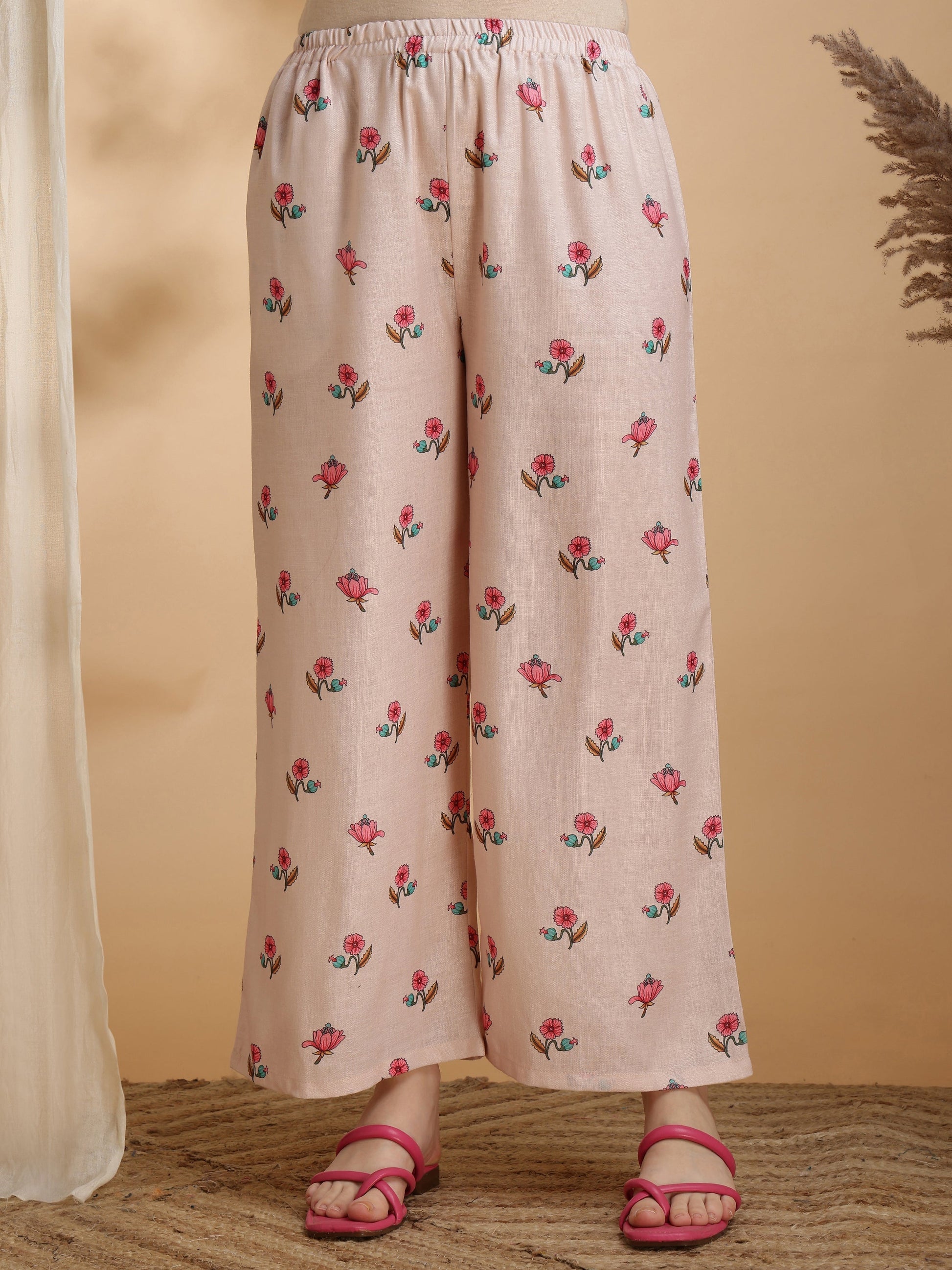 Floral Prints Co-Ords, Beige - Hiral Fashion