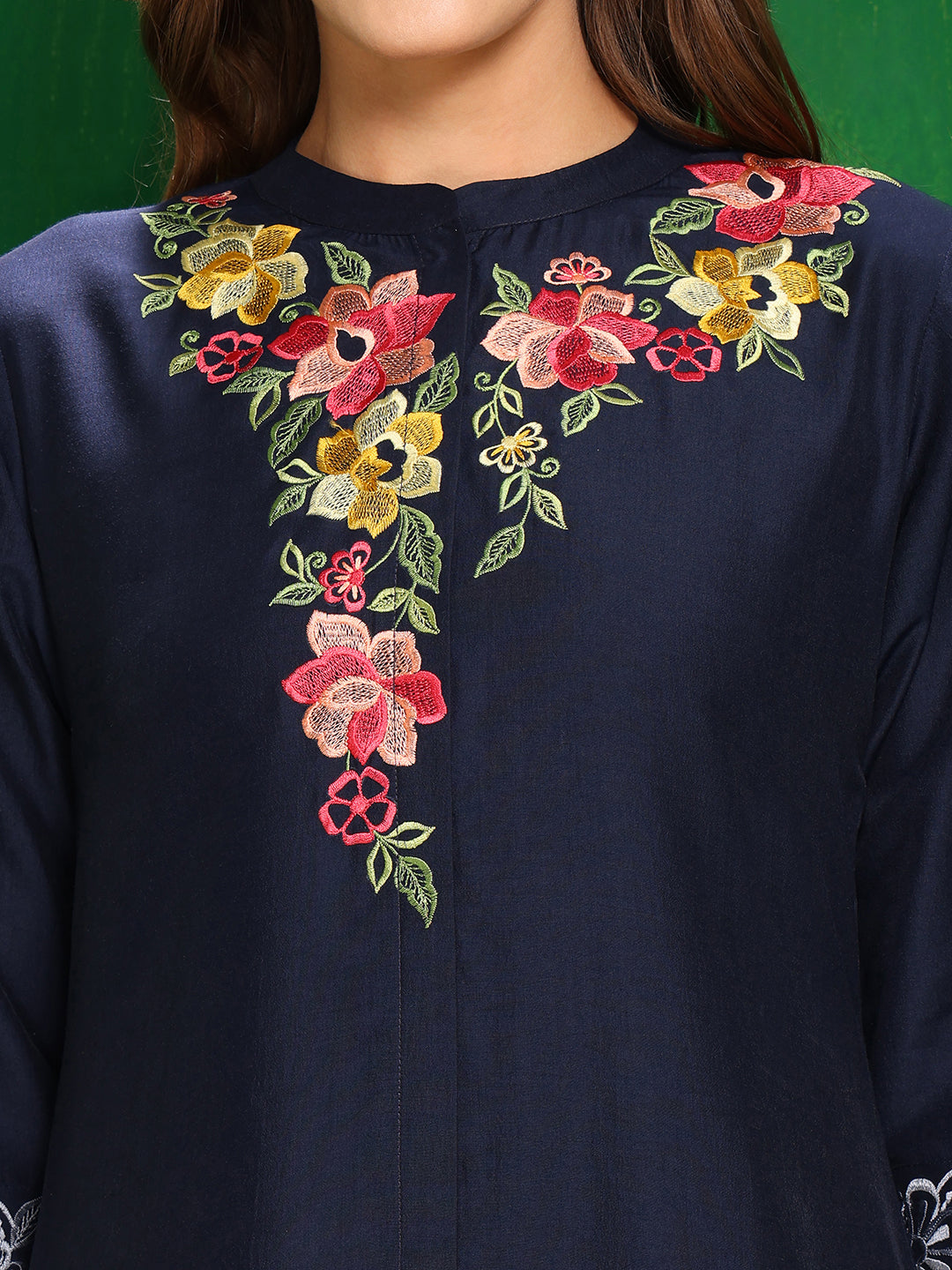Placement Embroidered Co Ords Set, Navy Blue - Hiral Fashion