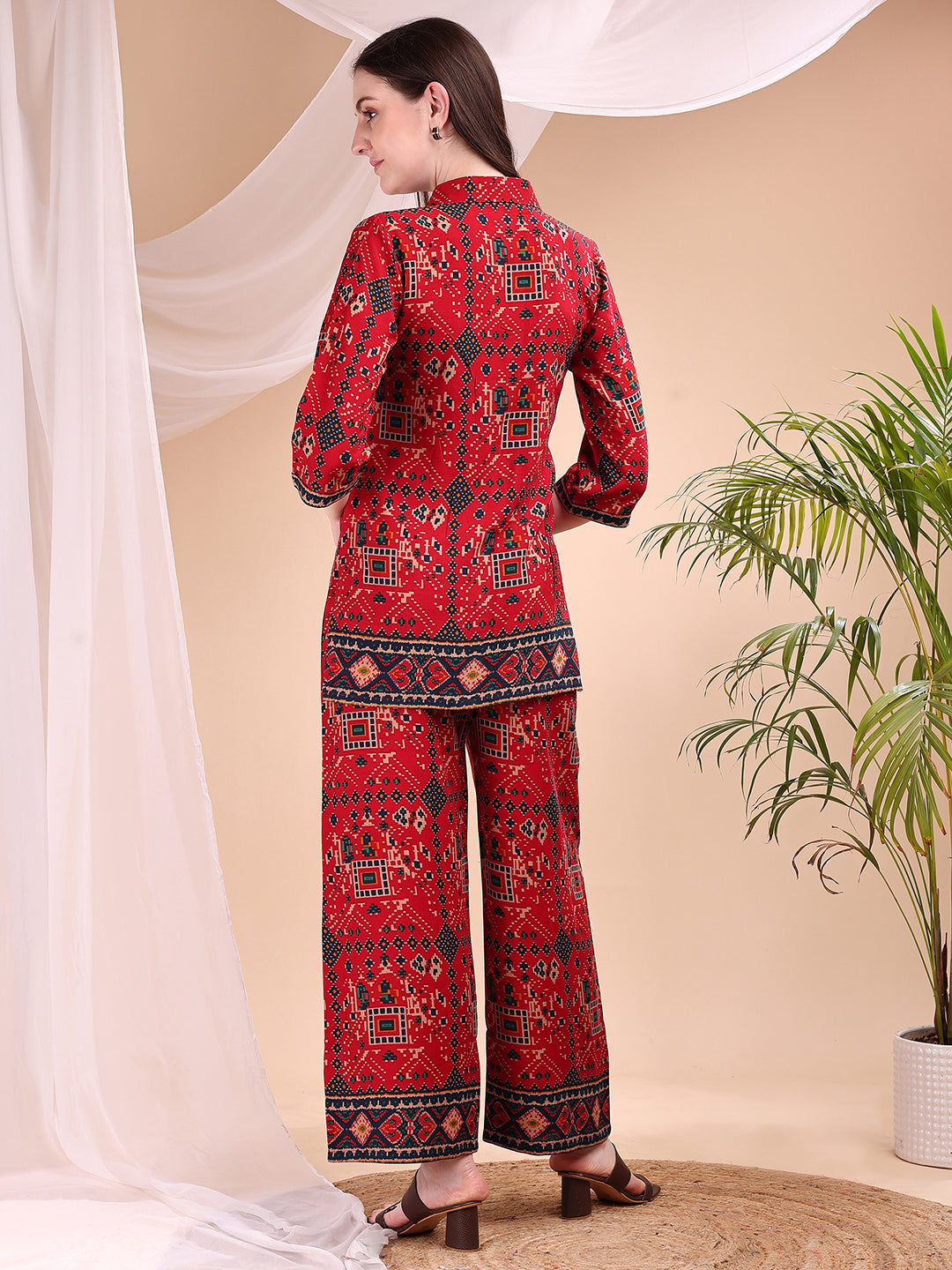 Printed Versatile Co-Ords, Red - Hiral Fashion