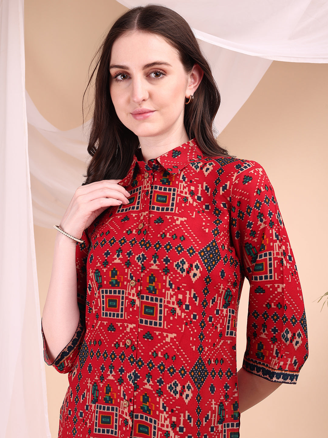 Printed Versatile Co-Ords, Red - Hiral Fashion