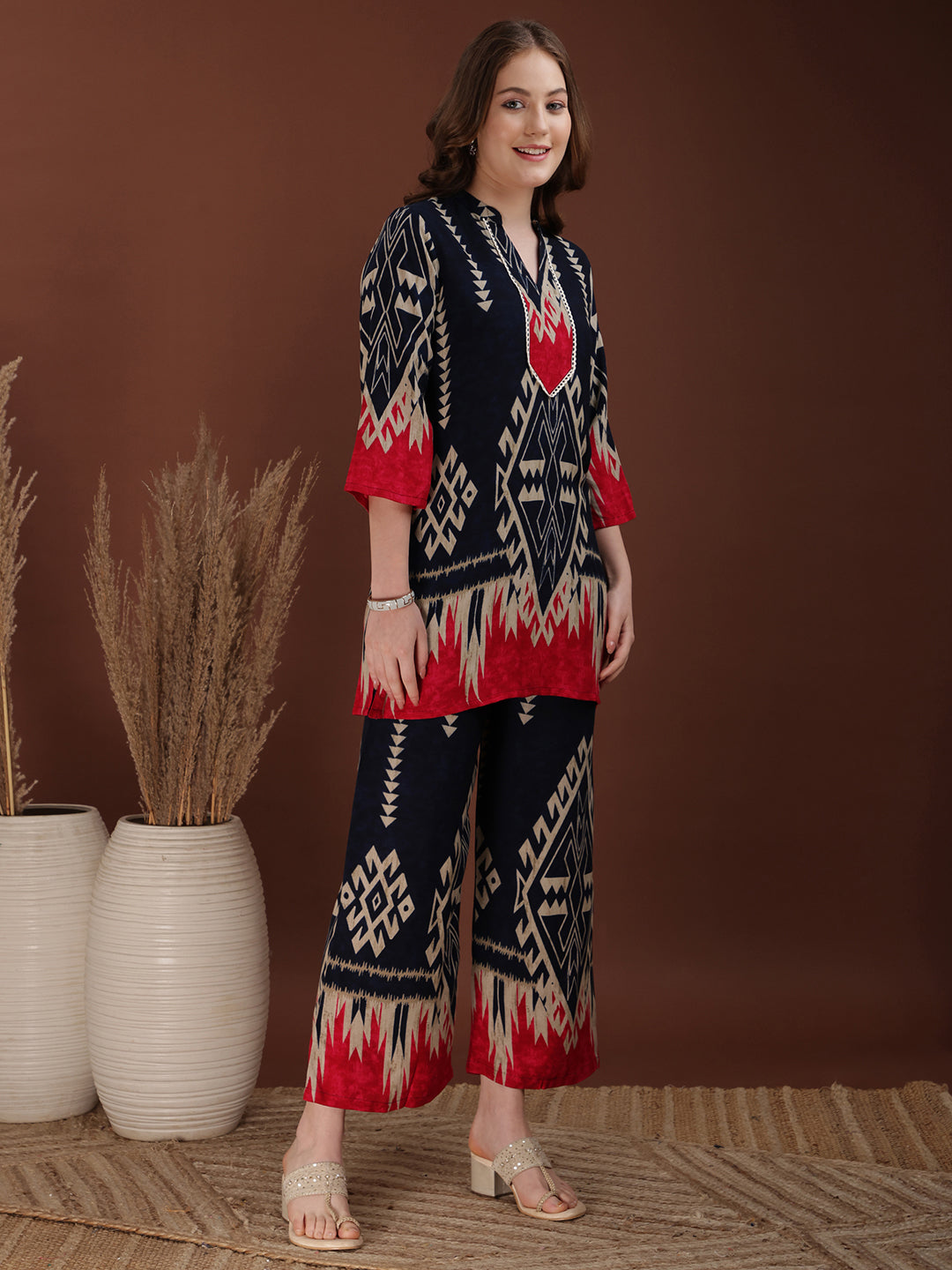 Indie Printed Co-Ords, Navy Blue - Hiral Fashion
