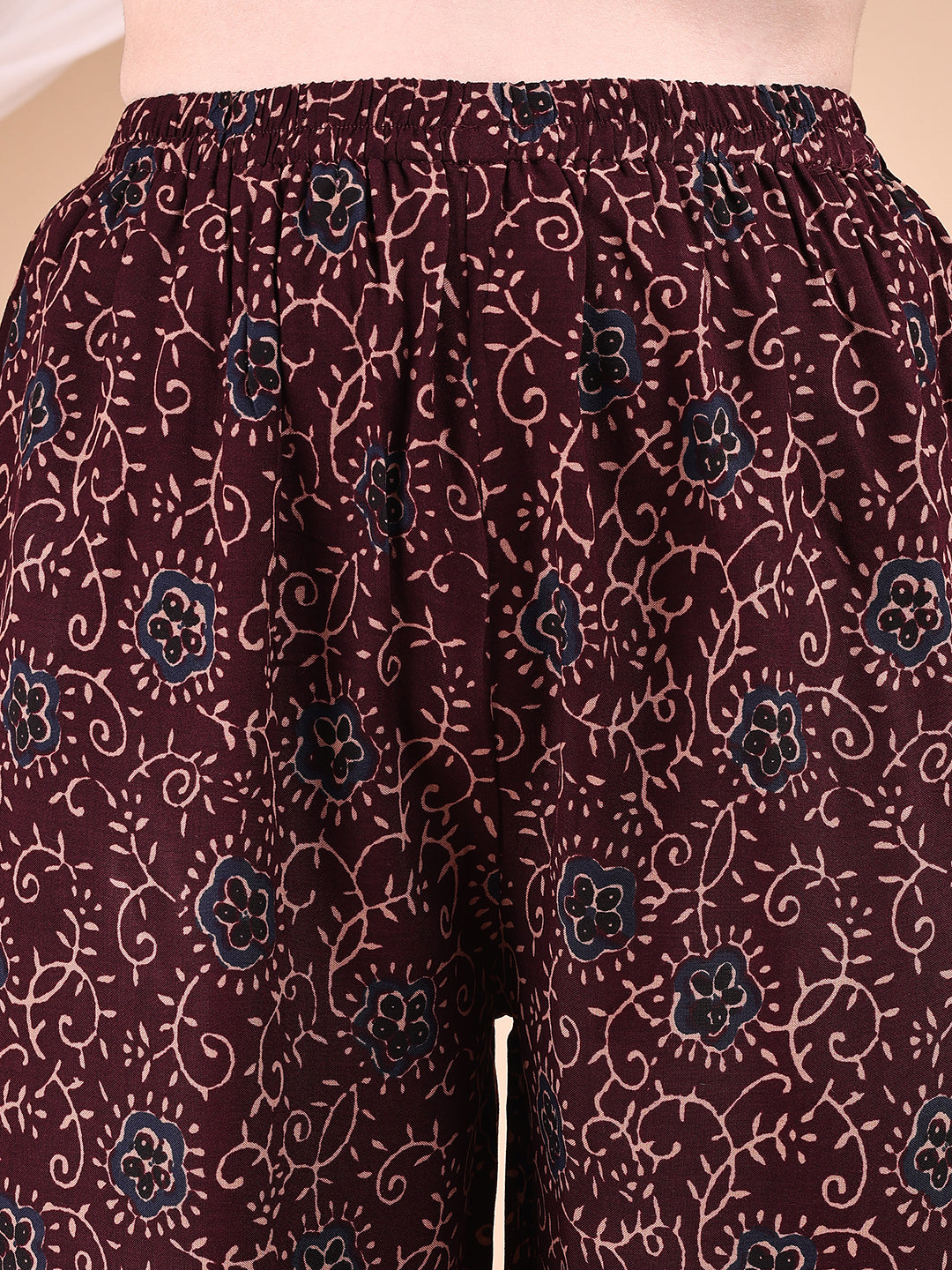 Intricate Floral And Paisley Motifs Co-Ords, Maroon - Hiral Fashion