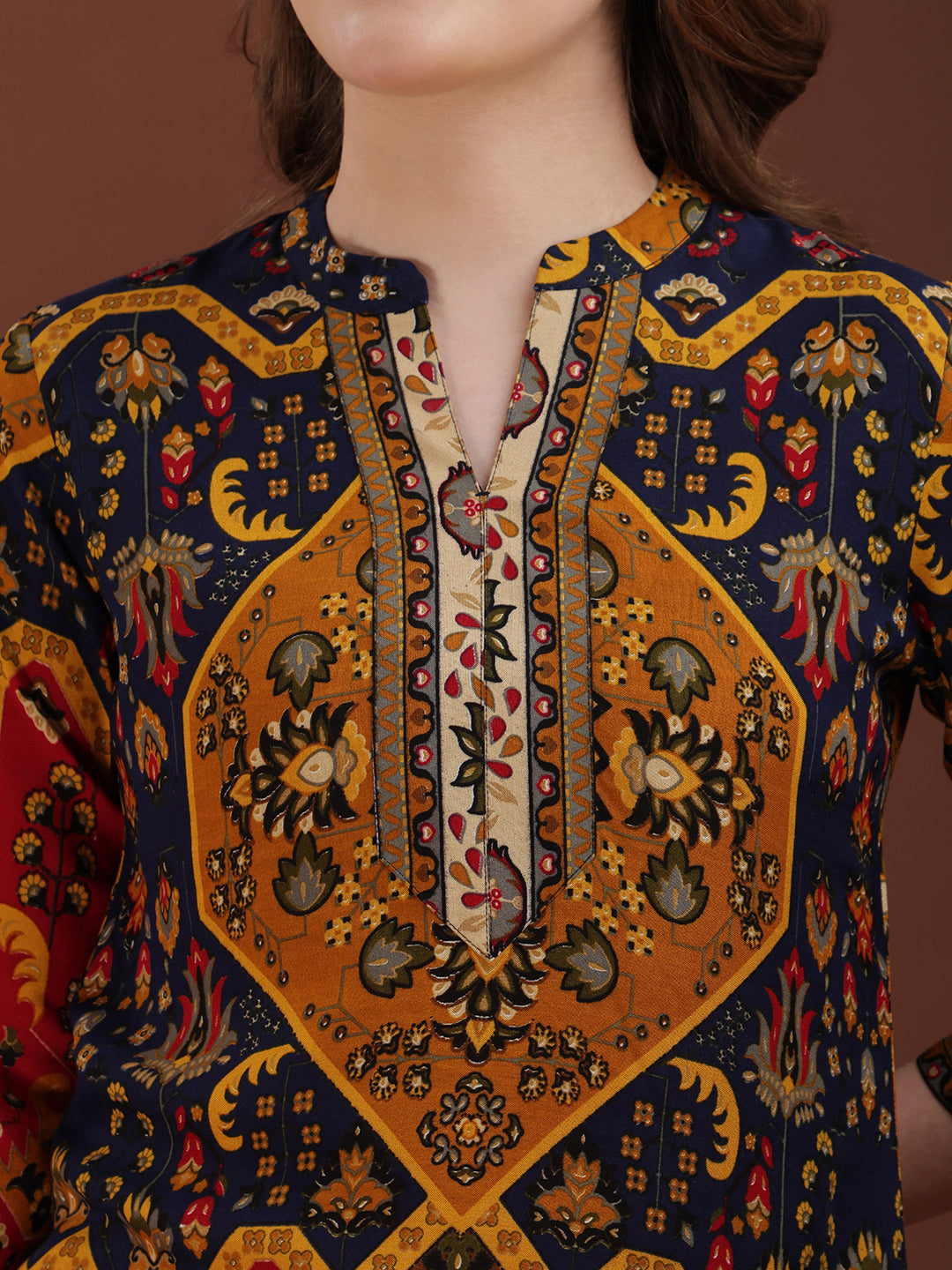 Floral & Geometrical Printed Co-Ords, Mustard - Hiral Fashion