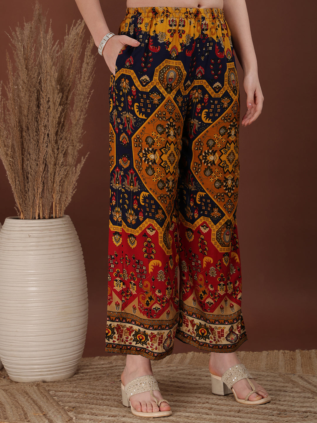 Floral & Geometrical Printed Co-Ords, Mustard - Hiral Fashion