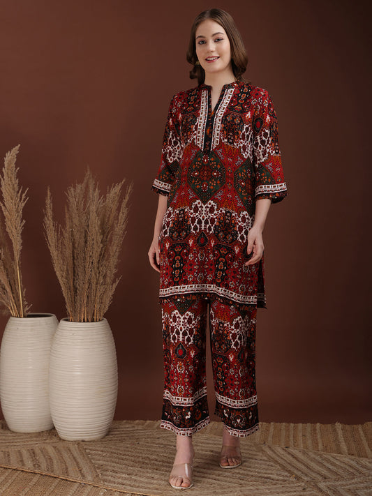 Floral & Geometrical Printed Co-Ords, Multicolor - Hiral Fashion
