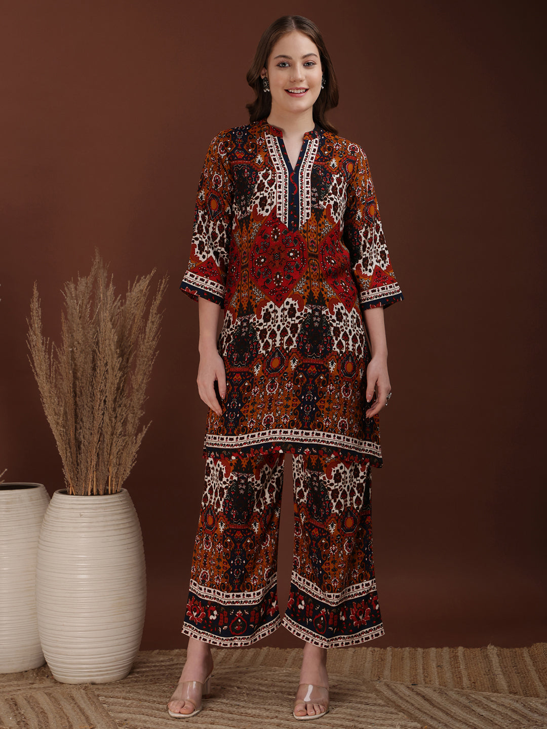 Floral & Geometrical Printed Co-Ords, Multicolor - Hiral Fashion