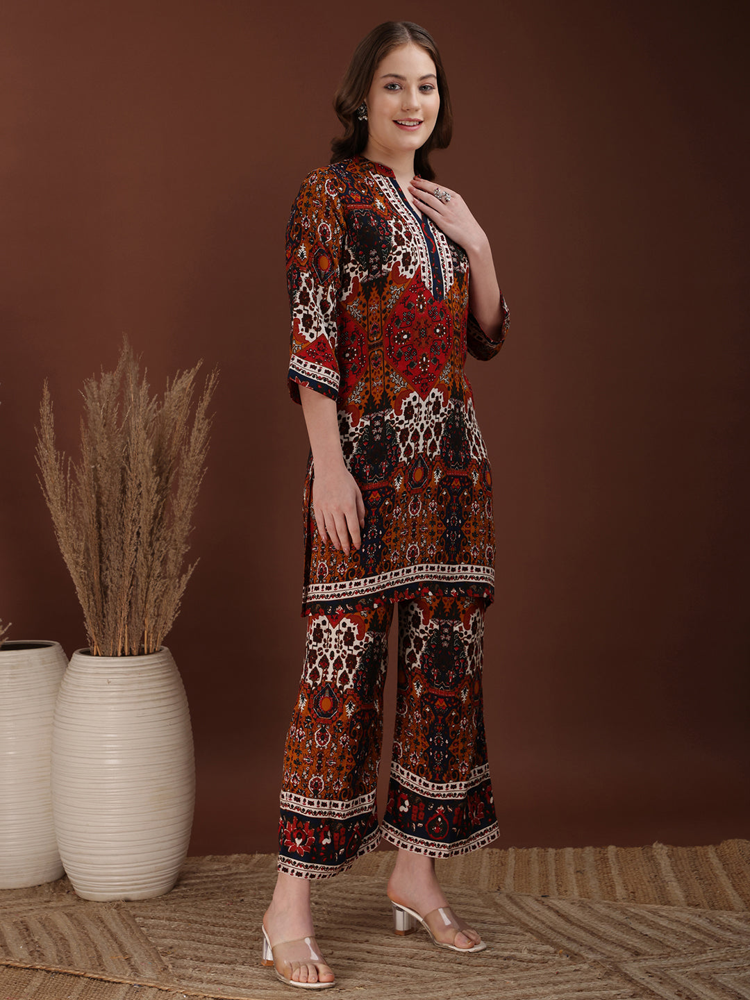 Floral & Geometrical Printed Co-Ords, Multicolor - Hiral Fashion
