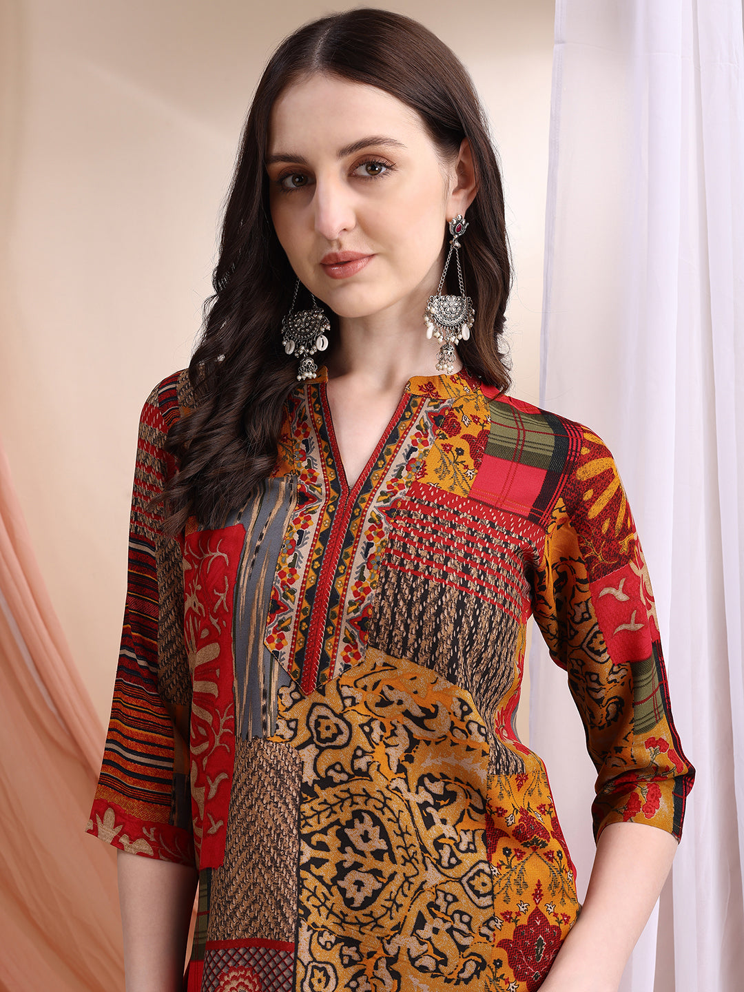 Intricate Floral And Paisley Motifs Co-Ords, Red - Hiral Fashion