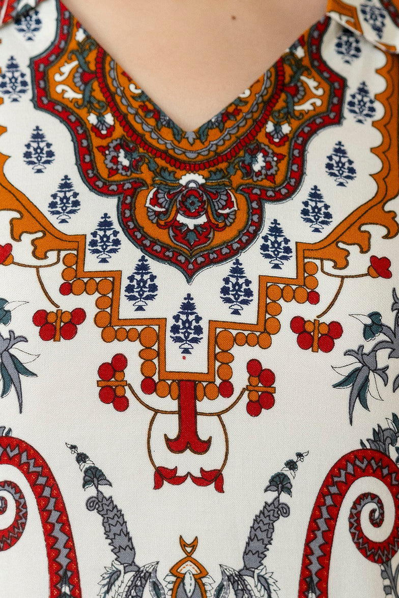 Paisley And Ethnic Motif Printed Kurta With Palazzo, Multicolor - Hiral Fashion