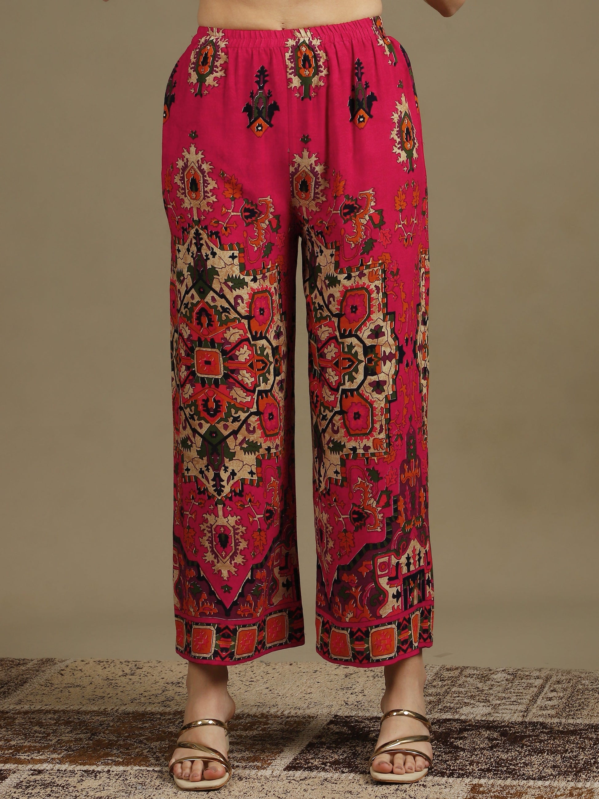 Ethnic Printed Co-Ord Set, Pink - Hiral Fashion