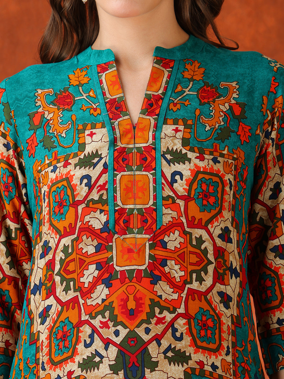 Ethnic Printed Co-Ord Set, Teal - Hiral Fashion