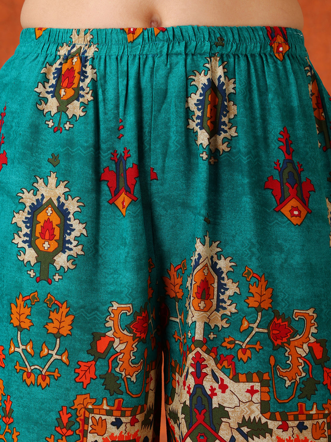 Ethnic Printed Co-Ord Set, Teal - Hiral Fashion